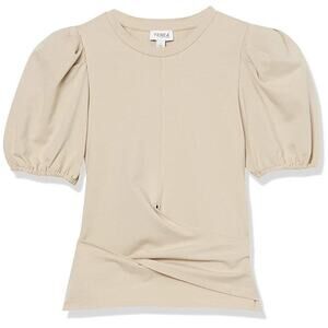 TEREA NWT | Violette Puff Sleeve Wrap Top Shirt beige tan hummus | size XL